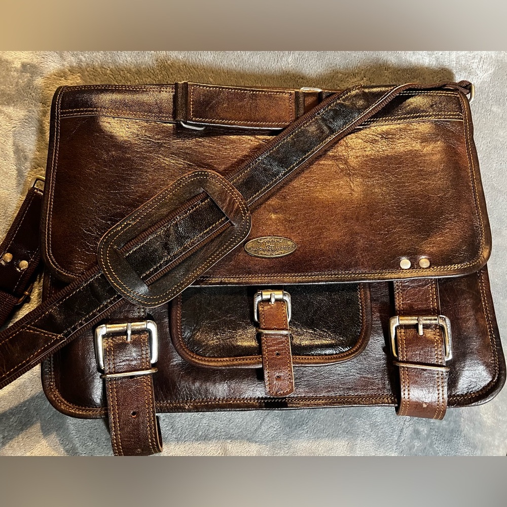 Handmade World Leather Cross Body Messenger Bag